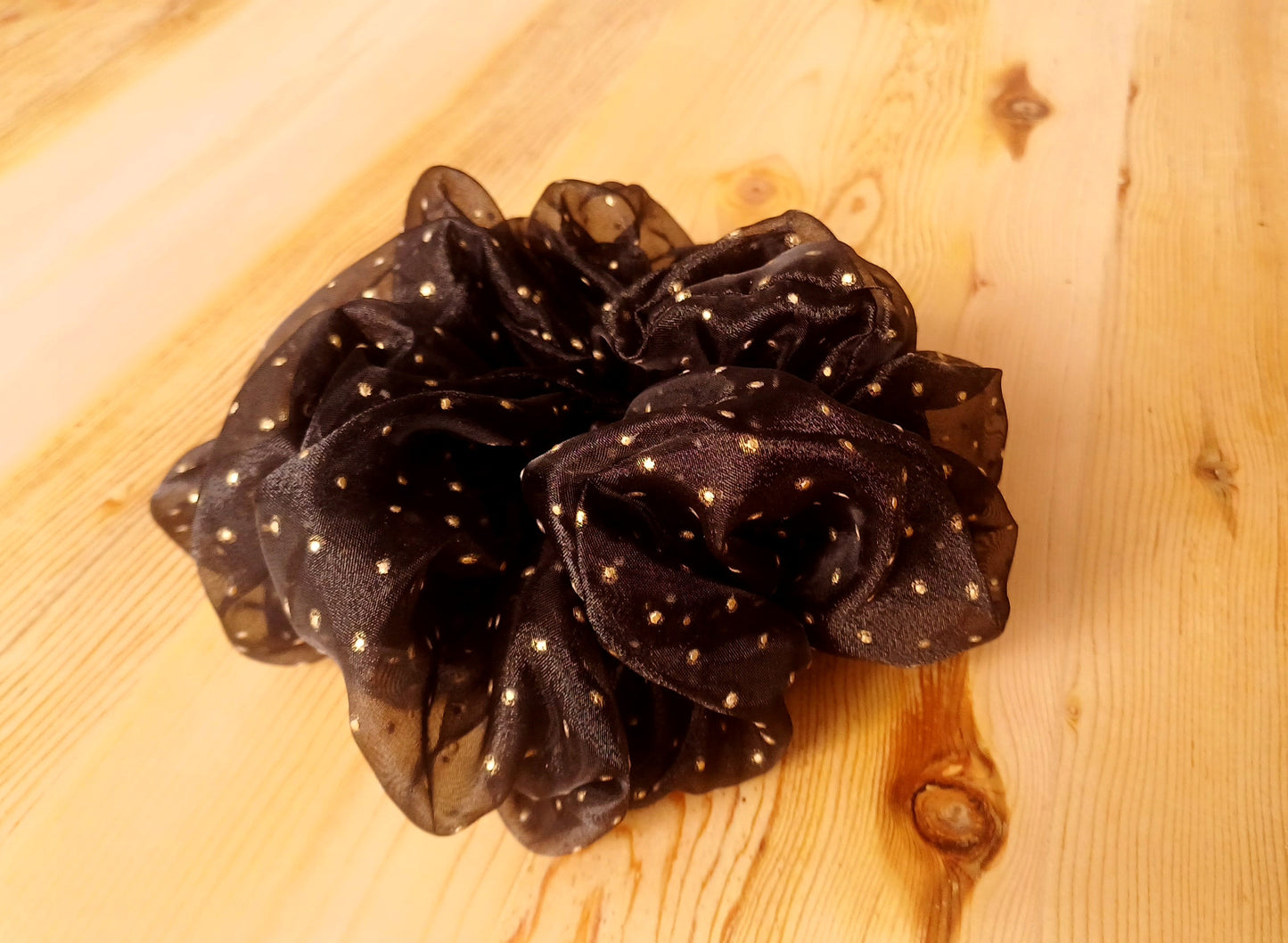 Mini Puan Desenli Organze Büyük Boy Saç Tokası 3'lü Set