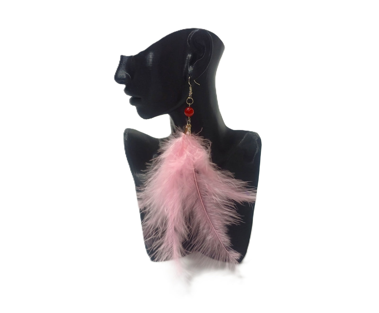 Uzun Tüy Detaylı Küpe – Soft Pembe