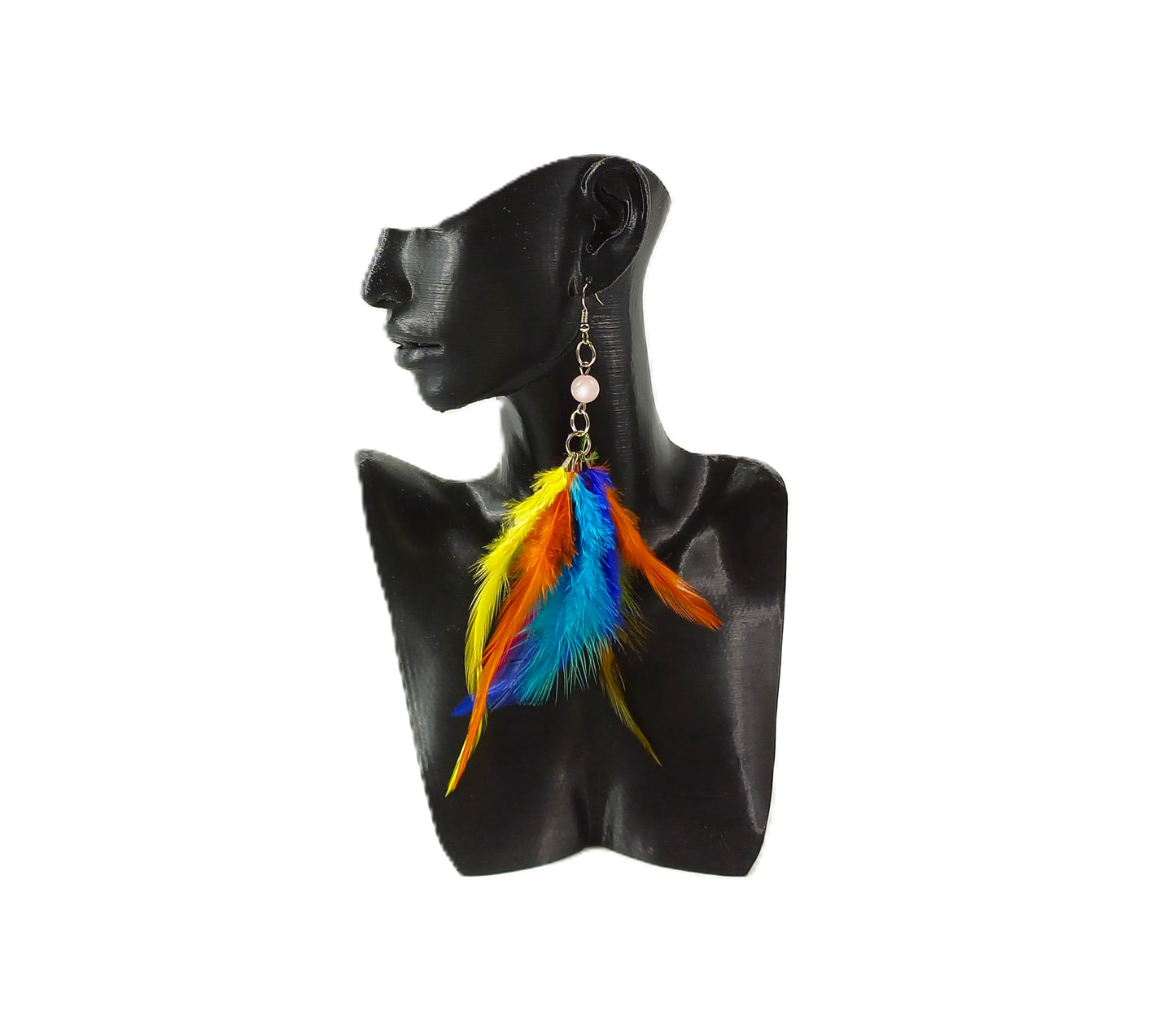 Uzun Tüy Detaylı Küpe - Renk Seçenekli