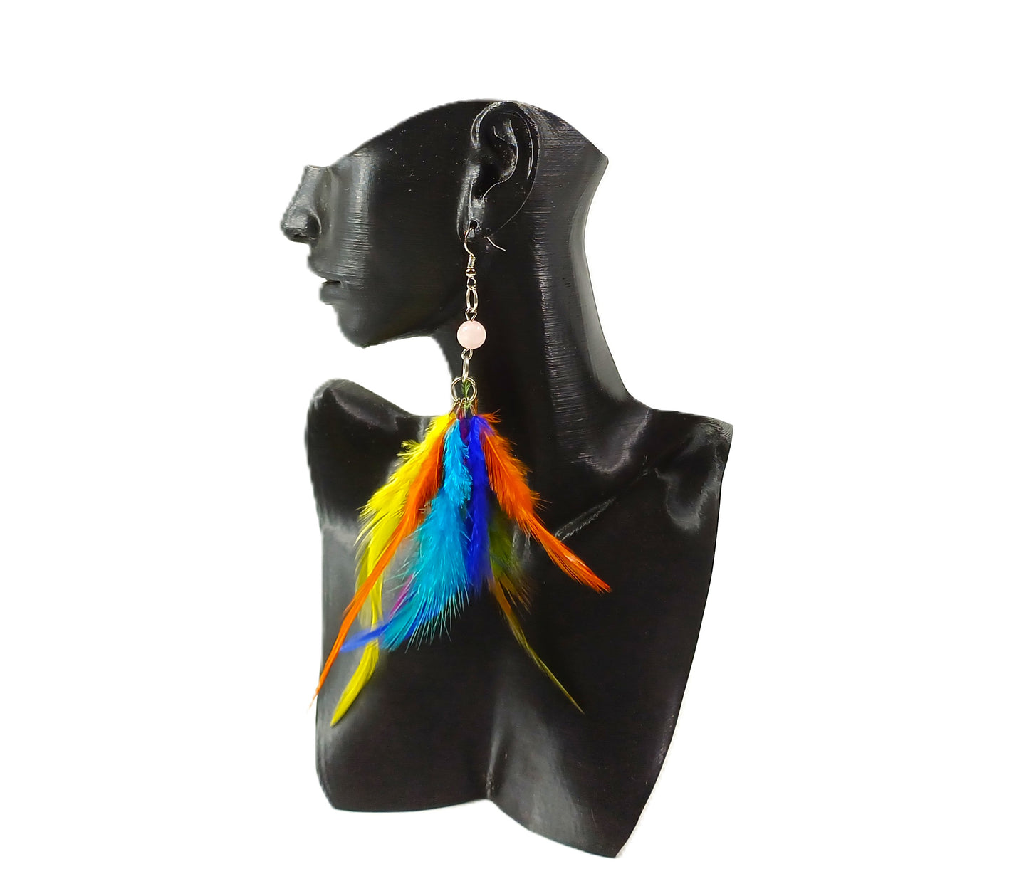 Uzun Tüy Detaylı Küpe - Renk Seçenekli