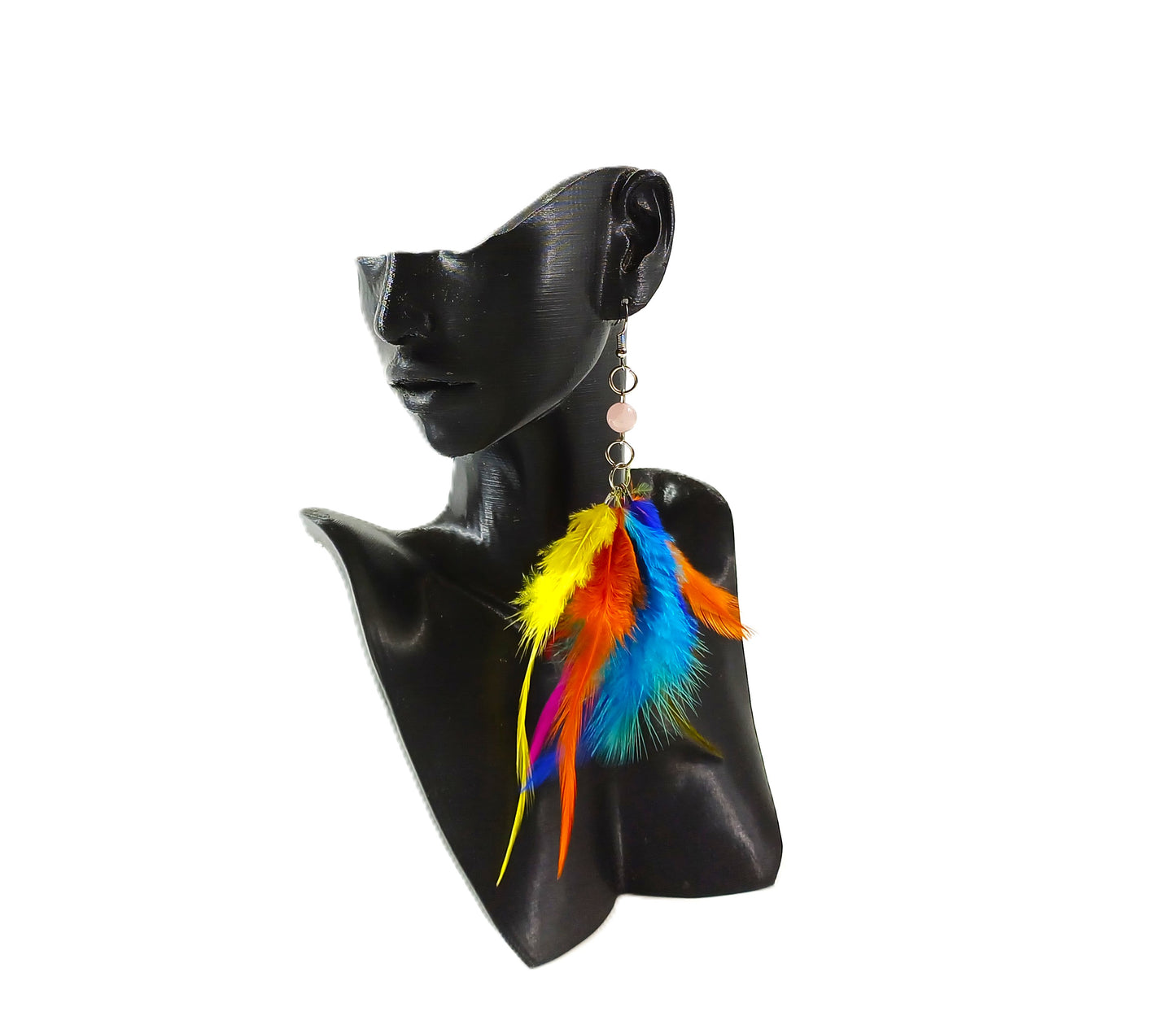 Uzun Tüy Detaylı Küpe - Renk Seçenekli