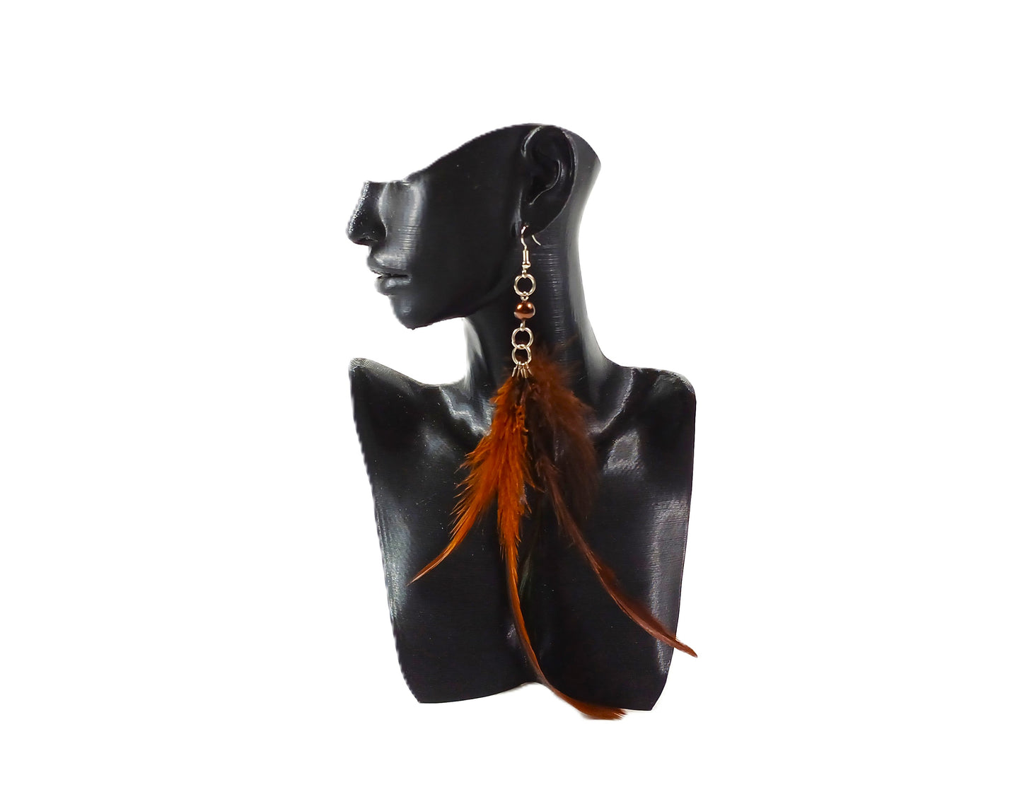 Uzun Tüy Detaylı Küpe - Renk Seçenekli