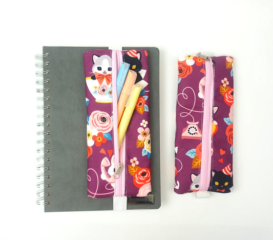 BloomCat Dijital Baskı Lastikli Defter Üstü Kalemlik