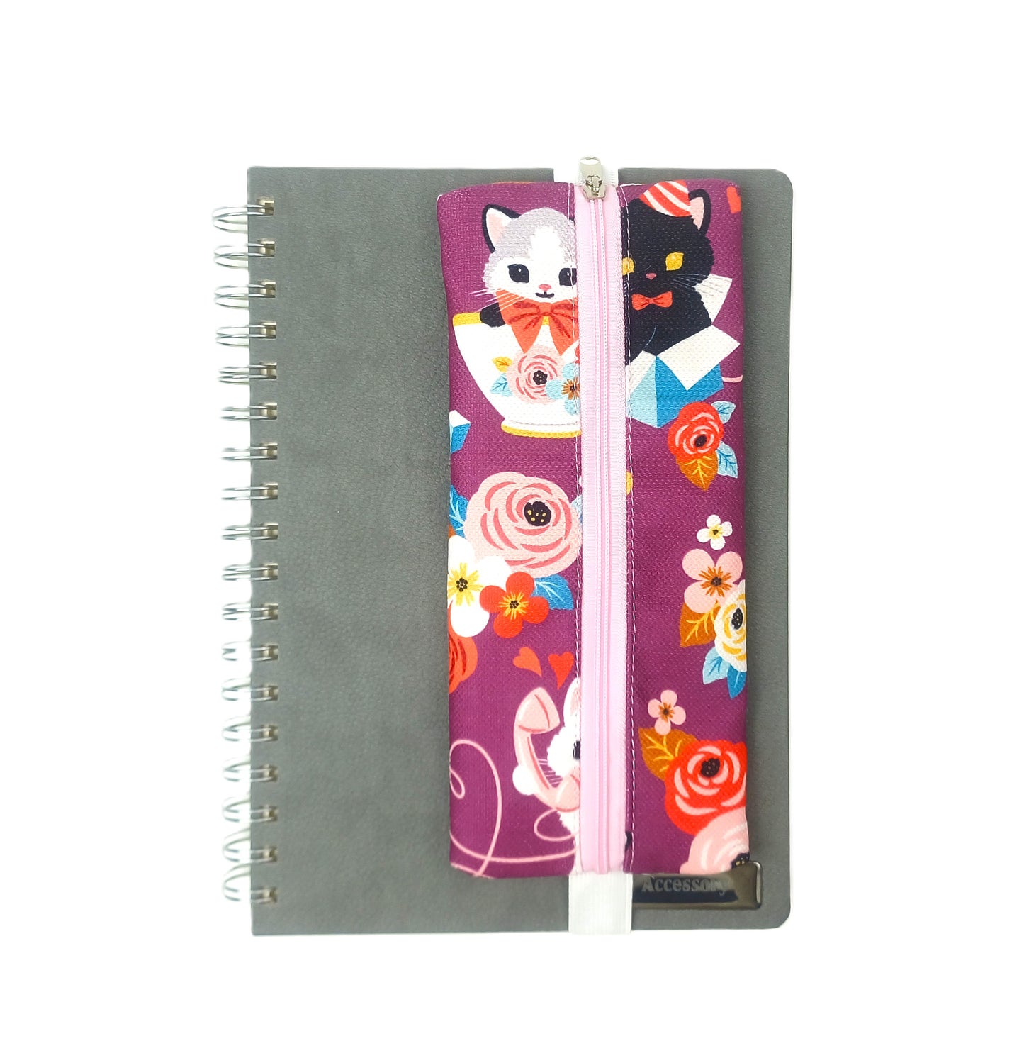 BloomCat Dijital Baskı Lastikli Defter Üstü Kalemlik