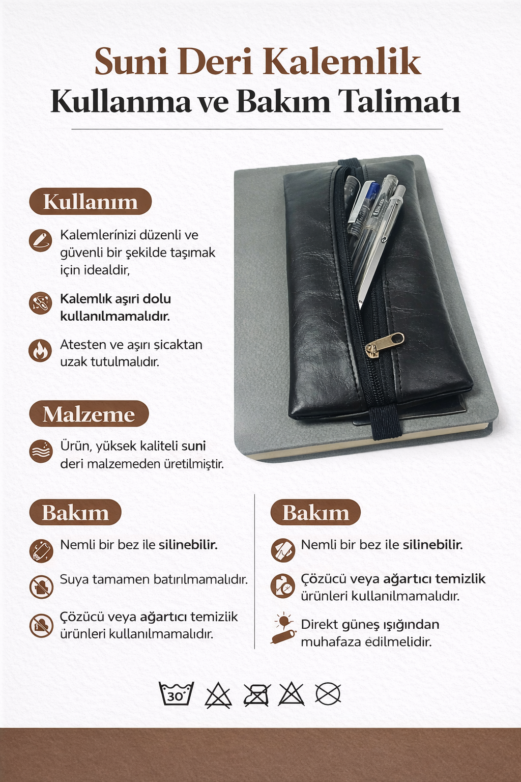Minimal Siyah Suni Deri Defter Kalemliği – Lastikli Tasarım