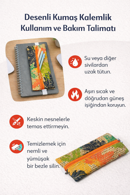 Yaprak Desenli Defter Kalemliği - Lastikli Tasarım