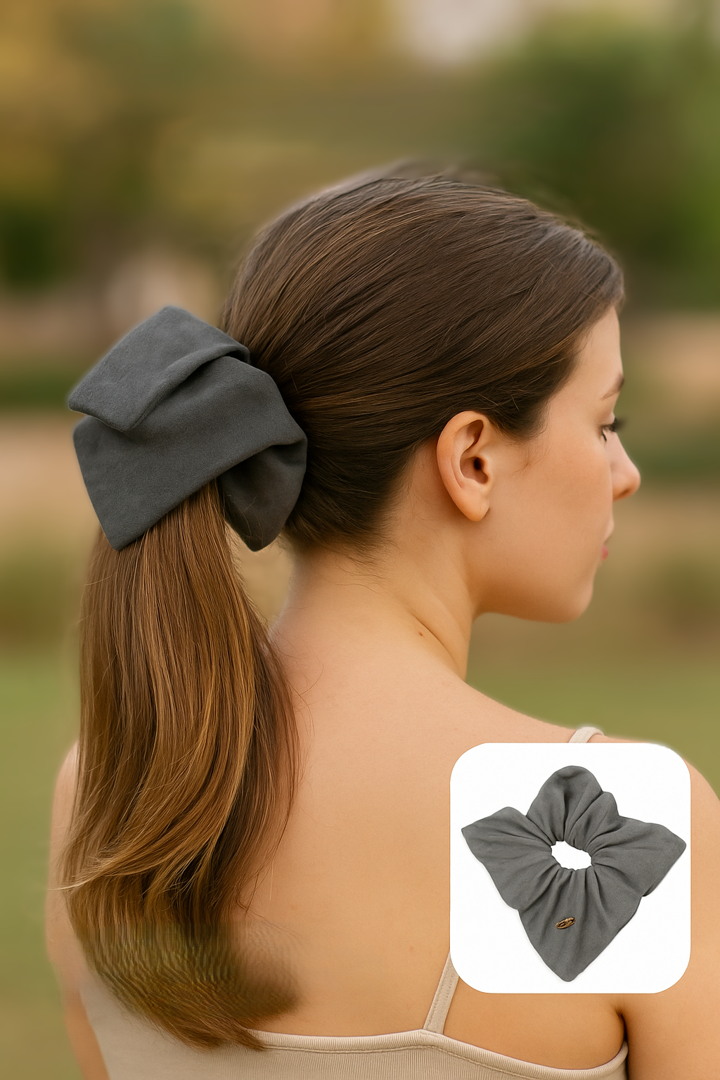 İnce Süet Kumaş Büyük Boy Scrunchie – Yumuşak Doku Saç Tokası