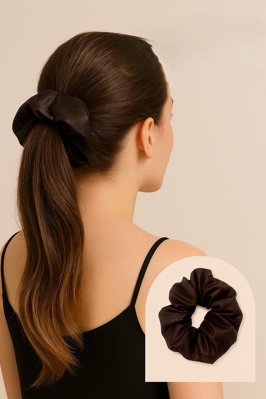 İnce Deri Kumaş Orta Boy Scrunchie – Acı Kahverengi