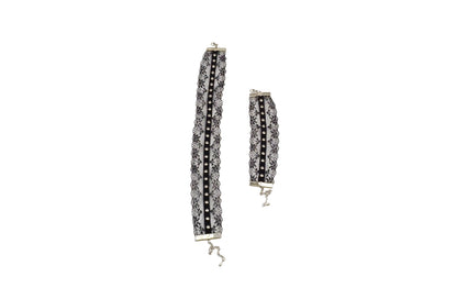 Metal Detaylı Siyah Dantel Choker ve Bileklik Seti