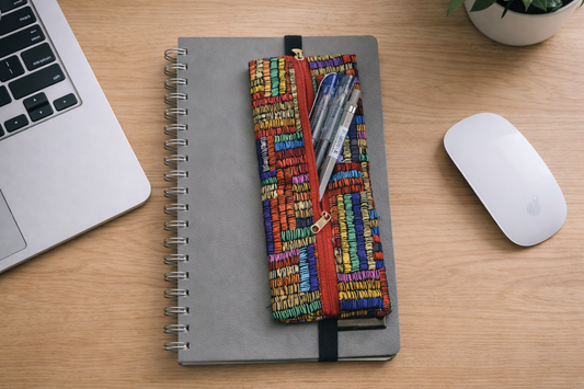 Renkli Desenli Dijital Baskı Lastikli Defter Kalemliği