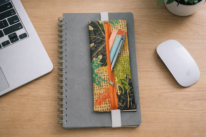 Yaprak Desenli Defter Kalemliği - Lastikli Tasarım